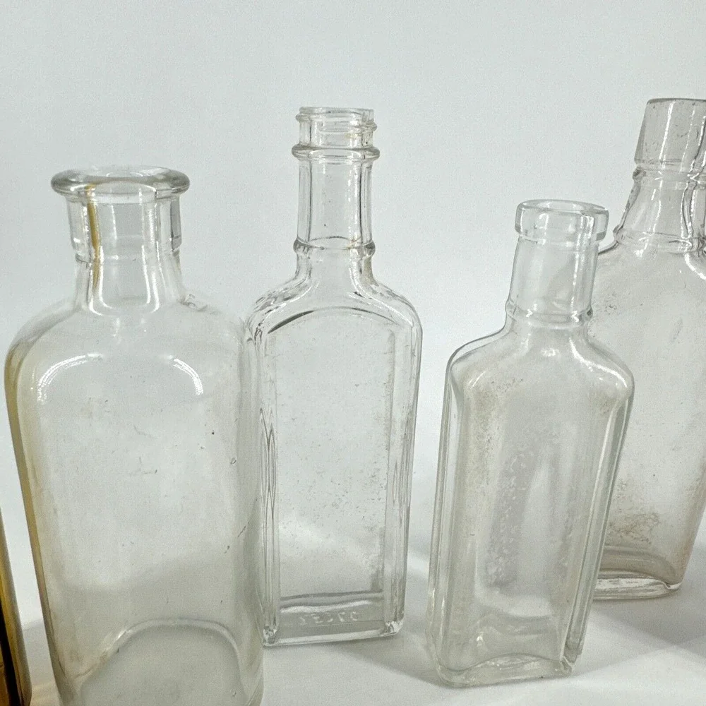Glass Medicine & Apothecary Bottles Antique Lot Of 8‎ Multi Colors & Sizes